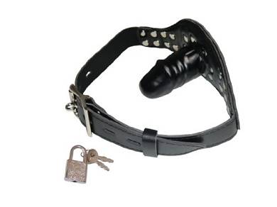 Bondage Penis-Knebel Dildo-Knebel mit Dildo schwarz