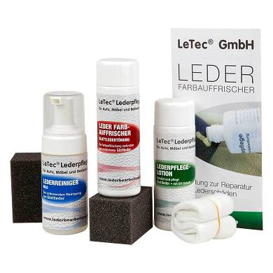 LeTec Glattleder Pflege- und Nachtönungsset MILD Standard-Farben (Lederpflege)