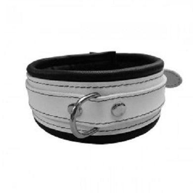 Leder Halsfessel in Weiss 6,5cm breit