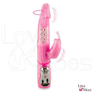 Rabbit-Vibrator mit gerilltem Schaft