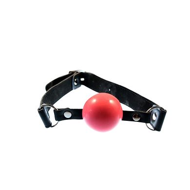 Gummi Ballknebel / Ballgag mit 46mm Durchmesser in Schwarz / Pink