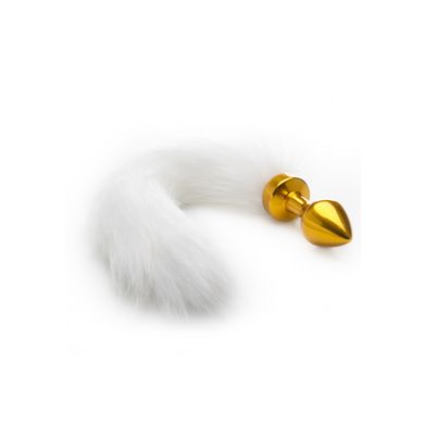 8 x 3 cm White Tail Buttplug gold