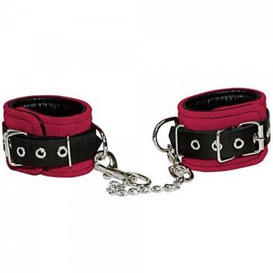 Leder Handfesseln - One Size - in Rot/Schwarz