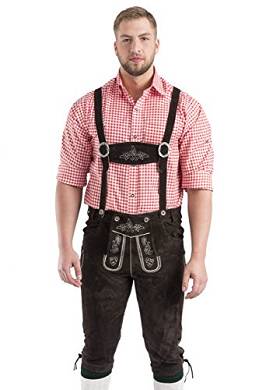 Herren Trachtenlederhose - Kniebundlederhose in braun oder dunkelbraun Trachten Lederhose