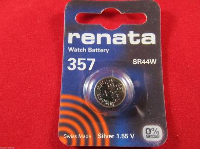 2x Renata 357 Knopfzelle, Silberoxid, 1,55 Volt, SR44W, V 357, SB-B9, 280-62