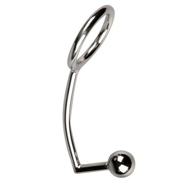 Cockring mit Anal-Plug aus Edelstahl