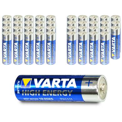 40x Varta AA High Energy Mignon LR06 Batterie - 2850mAh 1,5V Alkaline - 40 Stück