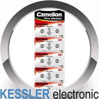 Knopfzellen Uhrenbatterien AG1-LR621-SR621-364-621 Camelion Alkaline 10erBlister