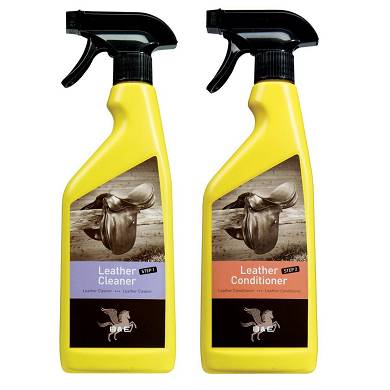 B & E Lederpflege Set 2 x 500 ml - Leather Cleaner + Conditioner, Step 1 + 2