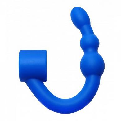 Penisring mit flexiblen Analkugeln - in Blau