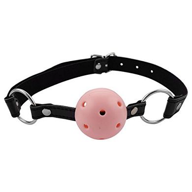Ballknebel #7146 Mundknebel Gag-Ball mit Löcher. schwarz/pink