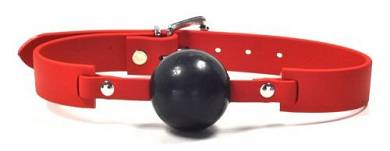Ballknebel Rot/schwarz Biothane mit 4.5cm großen Silikonball