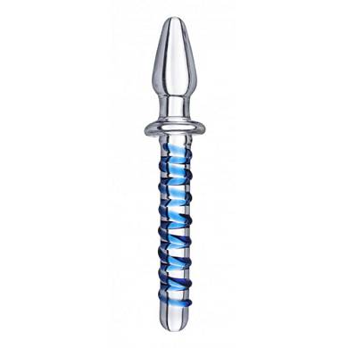 Kundalini Thrusting Wand Dildo & Plug - Transparent/Blau
