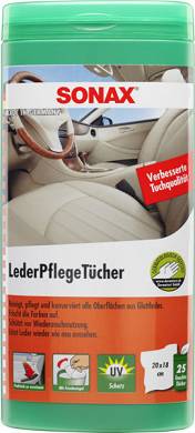 SONAX 412300 Leder Pflege Tücher Box Inhalt 25 Stück Innen Sitz Cockpit