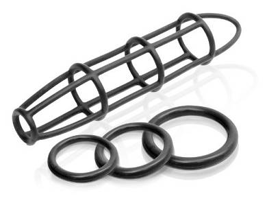 Fetish Fantasy Elite Silicone Cage and Ring Set Black