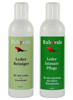 Lederpflege Set Glattleder Kunstleder Autositze Motorradsättel Rubyvale 2x250ml