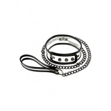 Halsband mit Leine - in Schwarz/Klar