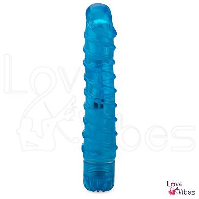 Blauer Dildo-Vibrator mit Spiralstruktur