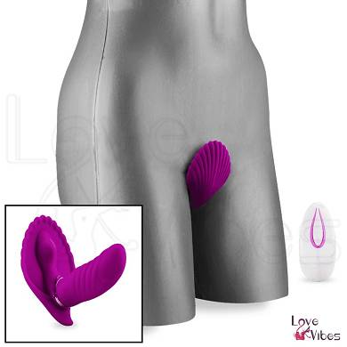 Butterfly-Vibrator in Muschelform mit Innendildo