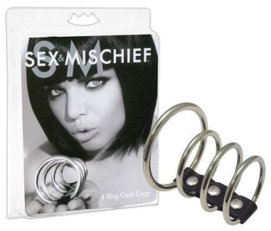 4 Ring Cock Cage - Penisring aus 4 Metallringen