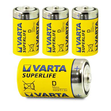 4x Varta Mono D Superlife LR20 MN1300 Typ 2020 Batterie 1,5V Zink-Kohle 4 Stk