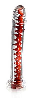 Deluxe Glasdildo (Ø 24 mm) magic red. mundgeblasener Dildo