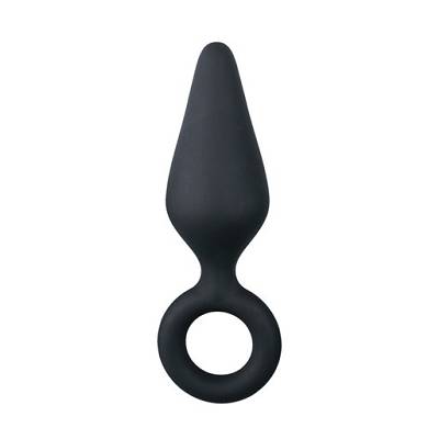 Schwarze Buttplugs mit Zugring - Mittlere Gre