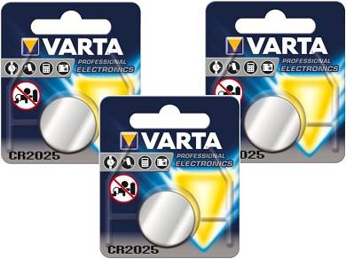 2 x Batterien orginal Blister Varta CR2025 2025 bis 2024