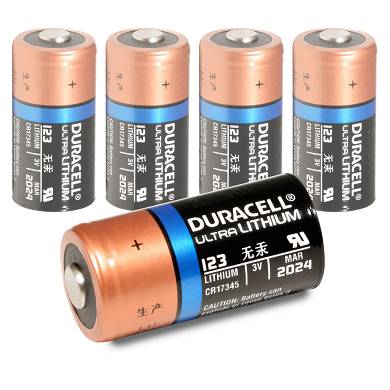 5x Duracell DL123A Batterie - 3V 1550mAh Lithium - CR123A EL123A DL123 - 5er Set