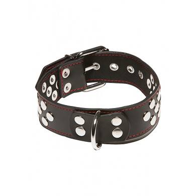 Halsband mit Ring - in Schwarz