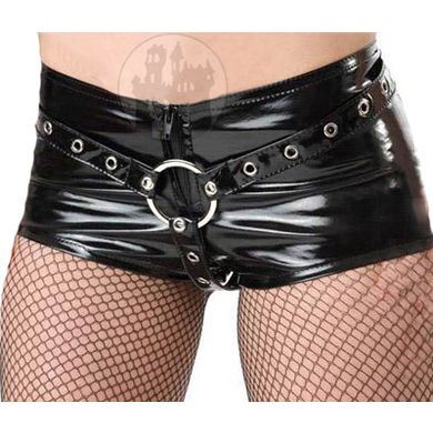 Lack Hotpants mit O-Ring und Riemen