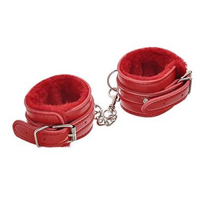 Tenflyer New Red Handschellen aus Pl¨¹sch Sex Toy Einstellbare Fesseln mit Kette