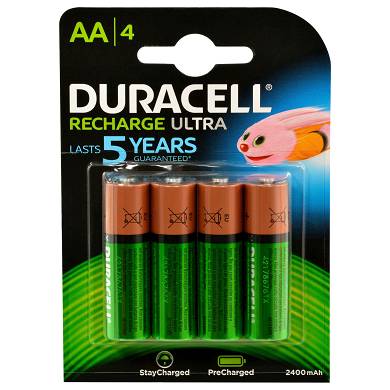 4x Duracell Recharge Ultra Akku AA Mignon HR06 2400 mAh Precharged 4 Stück
