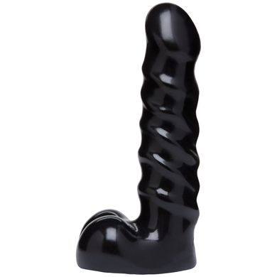 Gerippter Dildo mit Hoden schwarz 17,7 x 3,5 cm