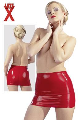 Latex-Minirock knalleng und knallig rot!