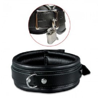 Leder Halsfessel abschließbar in Schwarz 5cm breit