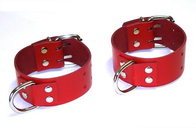Leder Fufessel SIMPLE - breit ROT