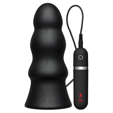 19 x 7 cm KINK by Doc Johnson - Vibrating Silicone Butt Plug Rippled black