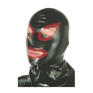 Latex Maske rot abgesetzt - Augen/Nase/Mund offen