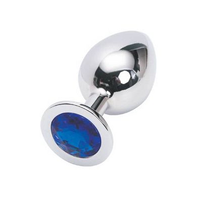 XL 40mm Edelstahl Anal Plug Buttplug extra schwer 357g mit Kristall blau
