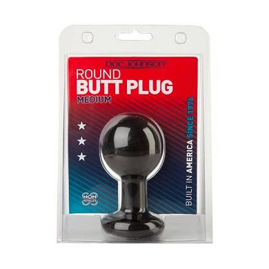 Doc Johnson - Built In America Round Butt Plug - medium - schwarz
