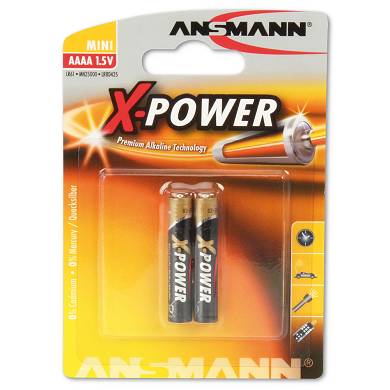 2x ANSMANN X-Power Alkaline Batterie AAAA / LR8 1,5V, LR03, 1510-0005