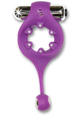 Shots Toys Vibrating Endless Cockring - Dangling purple