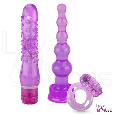 Sextoy-Set mit Analplug, Vibrator und Vibro-Penisring