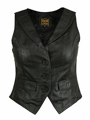 Bangla 4003 Damen Weste Leder Gilet Lederweste Kragen 36-46