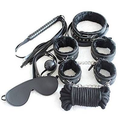 Geile Genuss 7 teilig SM Bondage Set Fesseln Handfesseln Fussfesseln Halsfesseln Augenmask