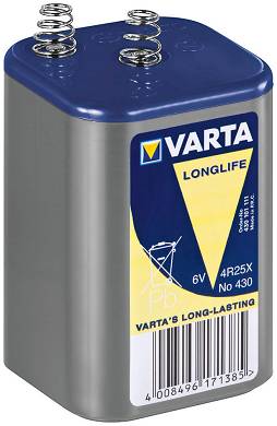 Battery 6Volt Blockbatterie - Varta(430); 4 R 25 X 7500mAh Varta (430) 6V