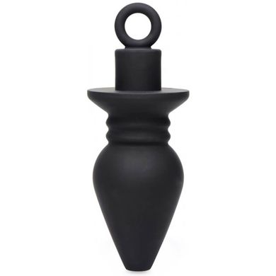 12 x 6 cm Master Series - Plunged Silicone Hollow Plug with Insert black