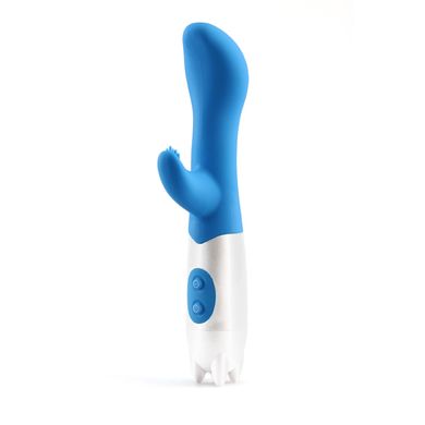  Super leiser Dual-Rabbit mit 7 Vibrationsstufen Silikon in blau