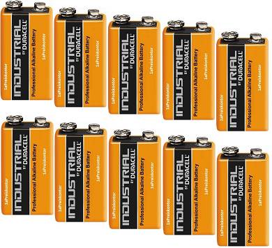 10x Batterie 9V Block Duracell Industrial MN1604-6LR61-9V-E-Block Alkaline Bulk